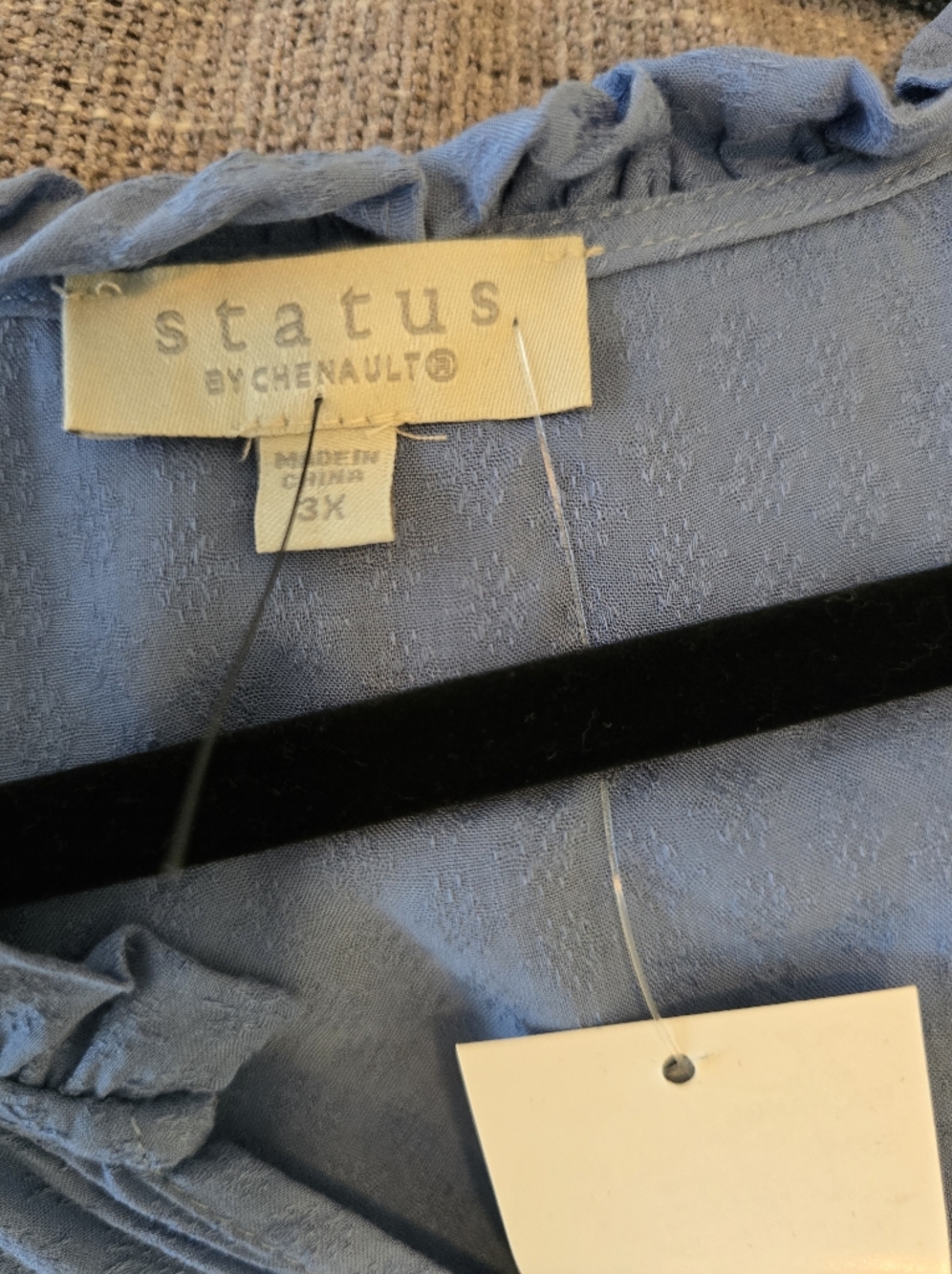 NWT! Blue Ruffle-Trim Long Sleeve Women's Top - Picture 3 of 3